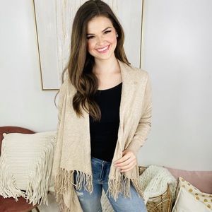 Love Tree Fringe Cardigan-Oatmeal